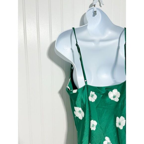 Princess Polly Women's Floral Satin Slip Mini Dress Green Size 6 - Picture 8 of 15